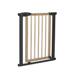 Safety 1st Simply Close Wood and Metal, Baby Stair Gate Pressure Fit, 73–80cm (max. 94cm), No-Screw Installation (No Drilling), One-Hand Opening, Double Lock System, Baby Safety Gate, Wood & Graphite