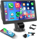 Portable Autoradio Avec Sans Fil Carplay Et Android Auto,Portable Écran Tactile Hd 7 Pouces Moniteur Avec Bluetooth, Mirror Link, Fm, Eq/Aux/Tf/Usb,Écran Carplay Pour Voiture