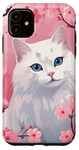 iPhone 11 Cute Pink Japanese Cherry Blossom Cat Aesthetic Case