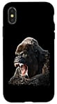 Coque pour iPhone X/XS Mean Gorilla Face pour hommes, femmes et enfants – Gorilla à dos argenté