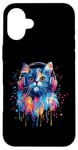 Coque pour iPhone 16 Plus Persian Cat Lovers Pop Art Casque audio amusant chat persan