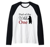 Dad of the Wild One Lumberjack Forest Baby 1st Birthday Raglan Baseball Tee