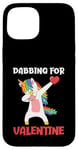 Coque pour iPhone 15 Dabbing Unicorn Saint-Valentin Love