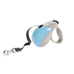 Ferplast Laisse Chien Enrouleur Amigo Mini, Laisse pour Petits Chiens jusqu'à 12 Kg. Sangle Extensible Max 3 m. Bouton de Verrouillage et de déverrouillage Unique, Beige, Couvercle Bleu Clair