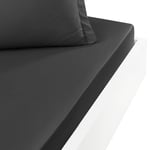 Sensei Maison - Drap Housse en Percale de Coton Bonnet 30 cm Soft Percale - 160x200 cm - Anthracite