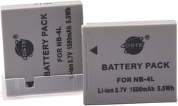 Lot de 2 batteries de rechange NB-4L compatibles avec Canon PowerShot SD1100 is SD1400 TX1 ELPH 100 HS 330 VIXIA Mini IXUS 90 i5 i7 izoom S5 WA60 TX1 DS4 110 100 is appareil photo