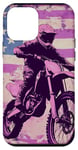 Coque pour iPhone 12 mini Violet Pop Art Imprimé Animal Drapeau US Dirt Bike Moto