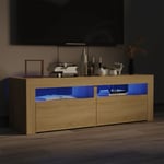 Meuble tv avec lumières led chêne sonoma 120x35x40 cm The Living Store Brun