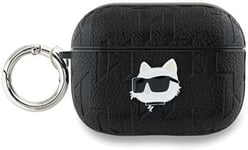 Karl Lagerfeld Monogram Choupette Head Case for AirPods Pro 2 Black -KLAP2PGCHPK