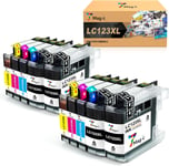 LC-123 Cartouche d'encre Compatibles pour Brother LC123XL LC 123 pour Brother MFC-J6720DW MFC-J6920DW MFC-J4410DW MFC-J4510DW MFC-J4610DW DCP-J132W DCP-J152W DCP-J4110DW (Paquet de 10)