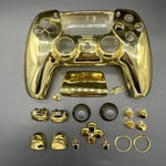 Golden-For Sony Playstation 5 PS5 -ohjain Peliohjain Mukautettu kromipinnoitettu kotelo Kova kuori kansi Etulevy Kotelo Ihon korjaus Mod Kit