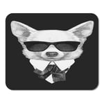 Mousepad Computer Notepad Office Dog Portrait of Chihuahua in Suit Drawing Adorable Animal Beautiful Bow Boy Breed Home School Game Player Computer Worker Inch