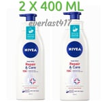 NIVEA Body Lotion Repair & care 72H with Microbiome moisture serum,  2 X 400 ML