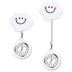 Vicloon Montre de Broche,2pcs Montre à Gousset D'infirmière,Infirmière Montre Broche en Silicone avec Broche pour Infirmières et à Tout Autre Professionnel de la Santé (Nuages)