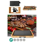 Plancha grill électrique en aluminium et Bois Bambou 1800 W Grande surface de cuisson antiadhésive