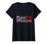 Womens Pesto The Penguin Pesto Cute Big Fat Penguin V-Neck T-Shirt