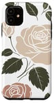 Coque pour iPhone 11 Rose florale botanique, style minimaliste