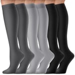 CAMBIVO Bas de Contention Femme Homme 6 Paires, Chaussettes de Compression 8-15 mmHg, Chaussettes Hautes Montantes pour Voyage Avion, Circulation Sanguine Jambes, Running, Sport, Course à Pied