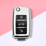 BTOEFE Hot TPU Car Key Cover Case Protection Shell,For VW Golf Bora Jetta POLO GOLF Passat Skoda Octavia A5 Fabia For SEAT Ibiza Leon-A-silver