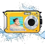 Caméra sous-Marine Full HD 2,7 K 48 MP étanche Appareil Photo numérique avec Microphone LED Lumière de Remplissage Parc Aquatique The Sea pour Enfants, garçons et Filles Cadeau Jaune