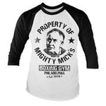 Hybris Rocky - Mighty Mick's Gym Baseball Long Sleeve Tee (White-Black,XXL)