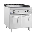 Royal Catering Stegeplade gas - 12 kW rillet 50 til 300 °C flaskegas / naturgas med underskab