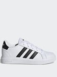 adidas Sportswear Kids Unisex Grand Court 2.0 Trainers - White/Black, White/Black, Size 3 Older