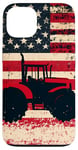 Coque pour iPhone 13 Rouge abstrait ethnique tracteur patriotique drapeau américain ferme