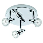 Briloner Leuchten - Spot LED, plafonnier, lampe de salle de bain, lampe de salle de bain, IP44, spot orientable et inclinable, 3x GU10, 12 Watt, 1.200 Lumen, 3.000 Kelvin, chrome, 210x106mm (DxH)