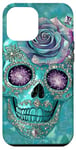 Coque pour iPhone 15 Plus Mignon rose et crâne avec étoiles crânes turquoise