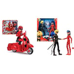 Bandai - Miraculous Ladybug - Scooter Miraculous Switch'n go + poupée articulée Ladybug Lucky Charm 26cm - P50668 & Miraculous Ladybug - Pack de 2 Poupées Mannequin 26 cm