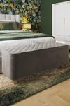 Grey Velvet Ottoman Storage Bench With Spindled Wooden Legs