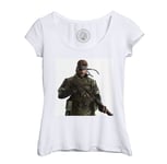 T-Shirt Femme Col Echancré Metal Gear Solid Snake Fusil Jeux Video M-16