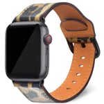 Compatible with Apple Watch Strap 44mm 42mm 40mm 38mm: Genuine Leather iWatch Straps for Apple Watch SE Series 6 5 4 3 2 1, Smartwatch Replacement Band for Women Men(Leopard/ Black, 42mm 44mm)