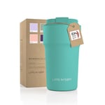 LARS NYSØM Thermo Coffee Mug-to-go 17oz | Travel Mug 0.5 Liter with Insulation | Leak Proof Stainless Steel Thermal Mug for Coffee and Tea on The Go | Tea Mug (Aqua Turquoise, 500ml)