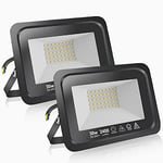 EXTRASTAR 30W LED Floodlight Outdoor, 2400LM Super Bright LED Security Lights, IP65 Waterproof Flood Light Wall Lights for Garden, Garage, Warehouse, Backyard and More - 3000K Warm White, 2 Pack