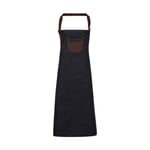 Premier Division Waxed Look Denim Bib Apron with Faux Leather - förkläde - Indigo Denim - One Size