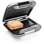 Sandwichera appareil à croque-monsieur et paninis deluxe, plaques grill, couvercle avec verrou de sécurité, 127003, gri - Princess