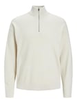 JACK & JONES Men's Jprccspring Perfect Knit Half Zip Jumper, Almond Milk, L