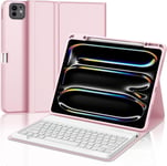 Coque Clavier pour iPad Pro 13 Pouces (M4) 2024, AZERTY Français Clavier Magnétique Détachable Bluetooth pour iPad Pro 13, Rose