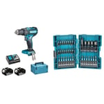 Perceuse à percussion 18V LXT (2x5.0 Ah) en MAKPAC - MAKITA DHP485RTJ & Coffret d'embouts de visage à percussion Makita IMPACT BLACK- 35 pièces - B-66880