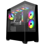 CIT Sense Gaming PC Case ATX Tower 3x 120MM RGB LED Fan Full Tempered Glass EATX