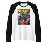 Monster Truck Crushing Cars Tee for Monster Truck Lovers Raglan Baseball Tee