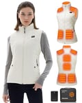 Hecusma Gilet Chauffant Femme avec Batterie incluse 16000mAh 7.4V, Veste Chauffante Femme Conception Sans Lumières, Gilet Chauffant Electrique pour de Plein Air Sports Hiver