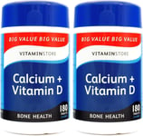 Vitamin Store Calcium + Vitamin D Food Supplements 2 x 180 Tablets