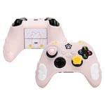 GeekShare Ensemble de poignées de manette en silicone compatible avec la manette Xbox Series X avec 2 capuchons pour les pouces et 2 autocollants – Série Star Wings – Rose