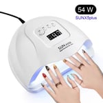 54W UV/LED Nagellampa med 10s/30s/60s/99s Timer Vit