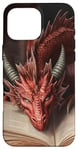 iPhone 16 Pro Max Aesthetic Gothic Red Dragon Reading Book Painting Bookish Case