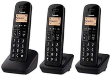 Panasonic KX-TGB613EB DECT Cordless Landline Telephone with Nuisance Call Blocker and Shock Resistant Handsets (Triple Handset Pack) – Black
