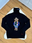 Polo RALPH LAUREN BEAR TURTLE NECK JUMPER Cowboy Wool Black Roll Neck S Small